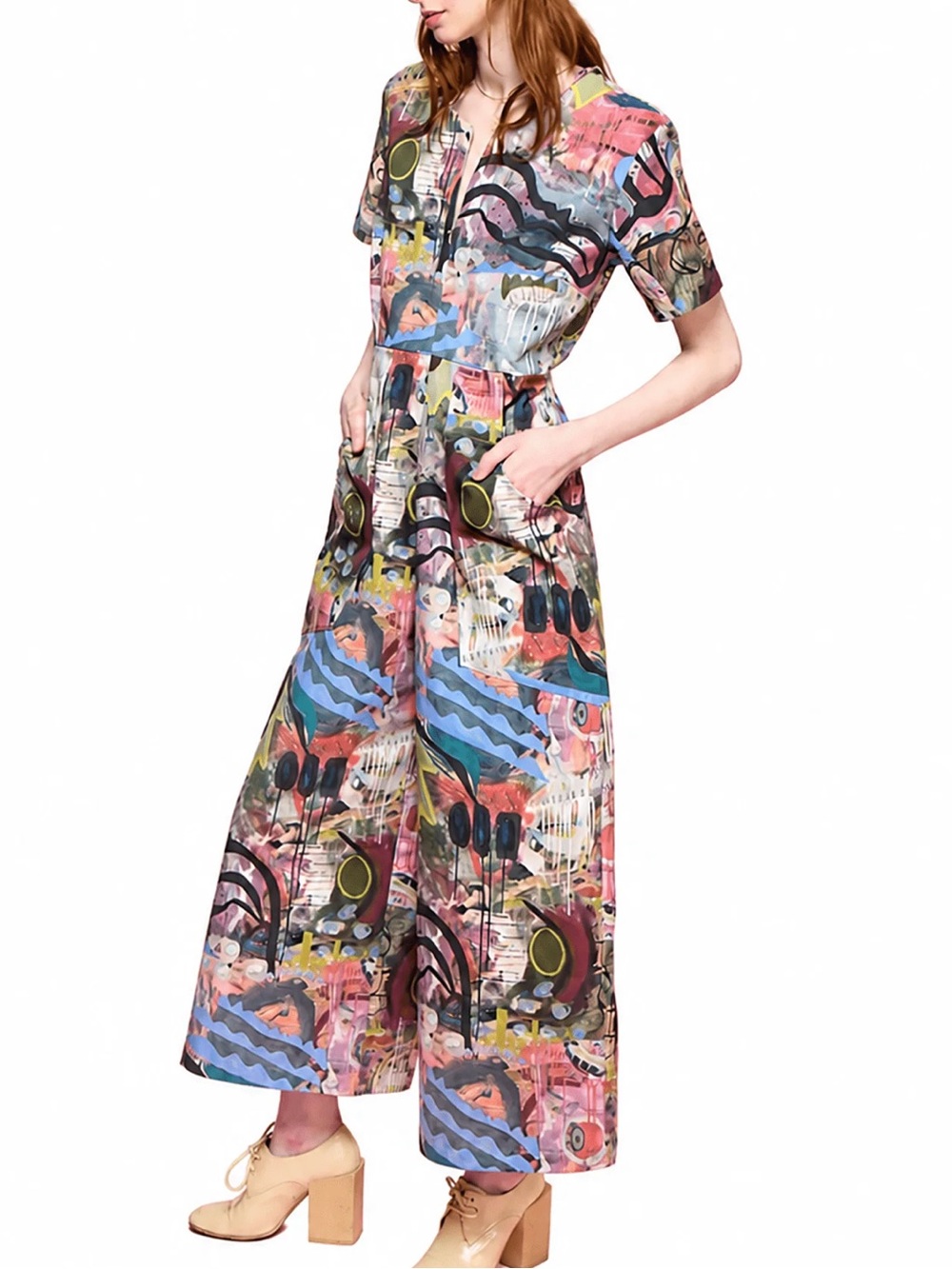 Meg Collection Lou Lou Jumpsuit in Fight Like a Girl Print Size XS